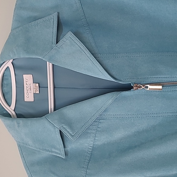 NWOT Conrad C Faux Seude Caribbean Blue Jacket - Picture 6 of 16